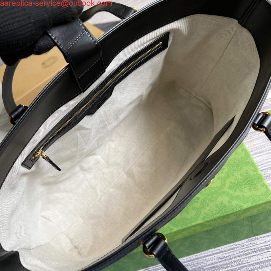 Replica Gucci 631685 GG matelassé leather medium tote Bag Black 8 Replica Gucci 631685 GG matelassé leather medium tote Bag Black 8