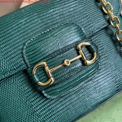 Replica Gucci Horsebit 1955 lizard mini bag 675801 green leather 4