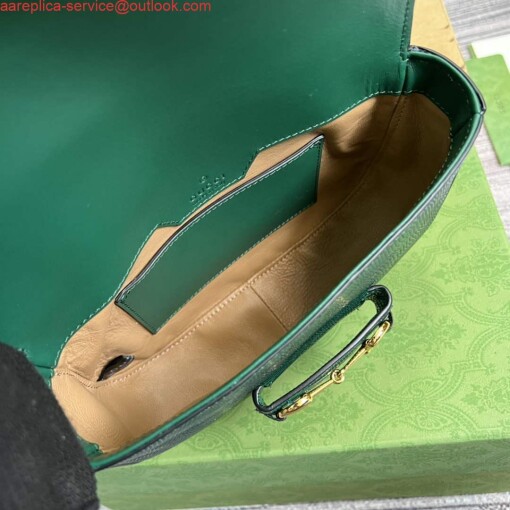 Replica Gucci Horsebit 1955 lizard mini bag 675801 green leather 7