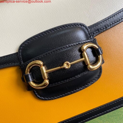 Replica Gucci Horsebit 1955 shoulder bag 602204 yellow with beige 4