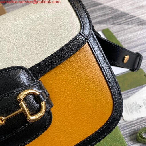 Replica Gucci Horsebit 1955 shoulder bag 602204 yellow with beige 5