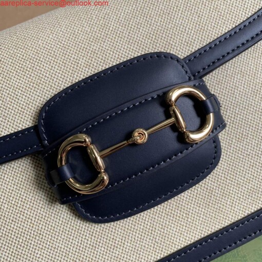 Replica Gucci Horsebit 1955 shoulder bag Beige with 602204 black leather 5