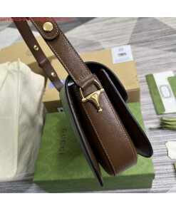 Replica Gucci Horsebit 1955 shoulder bag Beige with 602204 brown leather 2