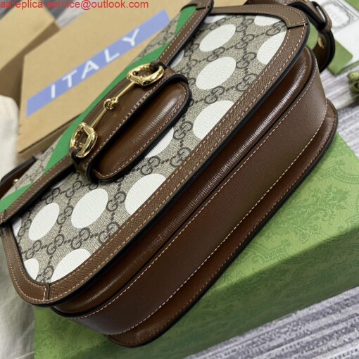 Replica Gucci Horsebit 1955 shoulder bag Beige with 602204 brown leather 5
