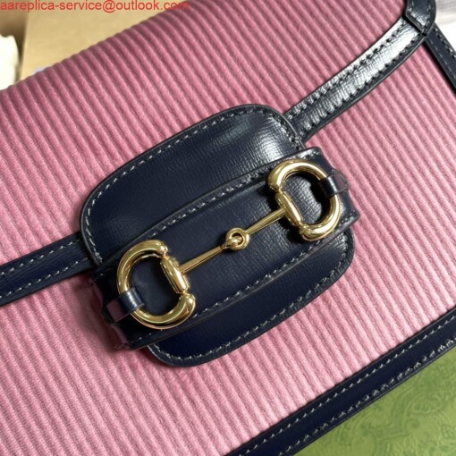 Replica Gucci Horsebit 1955 small bag 602204 Pink corduroy 4