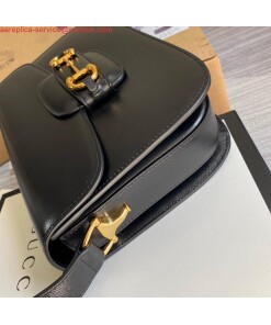 Replica Gucci Horsebit 1955 shoulder bag 602204 Black leather 2
