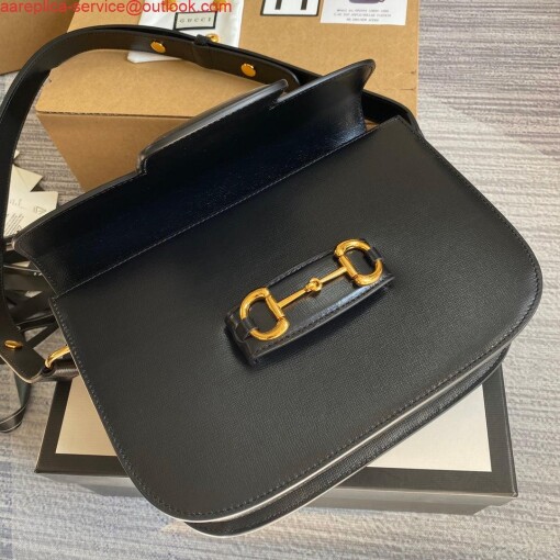 Replica Gucci Horsebit 1955 shoulder bag 602204 Black leather 6
