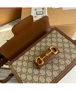 Replica Gucci Horsebit 1955 shoulder bag 602204 Beige with brown leather 2