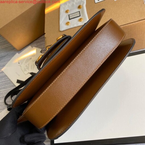 Replica Gucci Horsebit 1955 shoulder bag 602204 Beige with brown leather 4