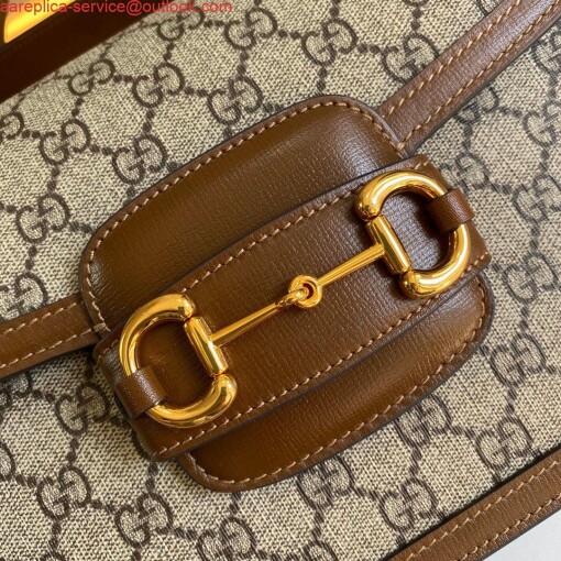 Replica Gucci Horsebit 1955 shoulder bag 602204 Beige with brown leather 5