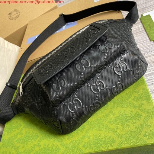 Replica Gucci ‎645093 GG embossed belt bag Black GG embossed leather 7