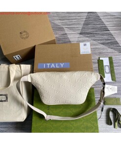 Replica Gucci ‎645093 GG embossed belt bag White GG embossed leather 2