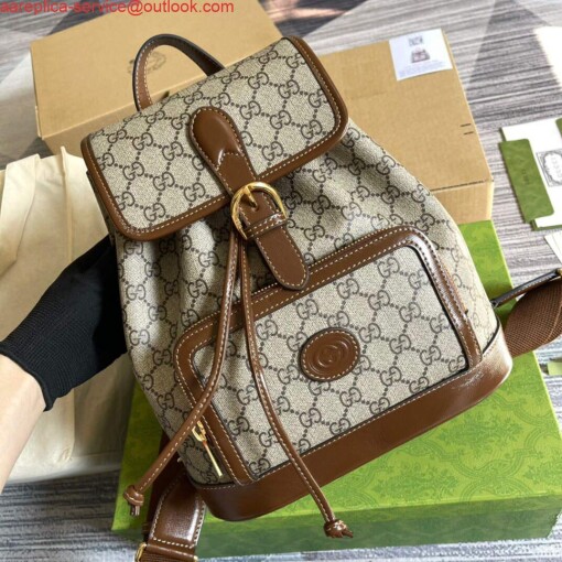 Replica Gucci 674147 Backpack with Interlocking G Beige and ebony 3
