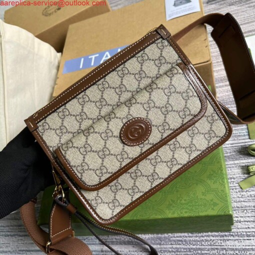 Replica Gucci 674164 Messenger Bag With Interlocking G Brown 3