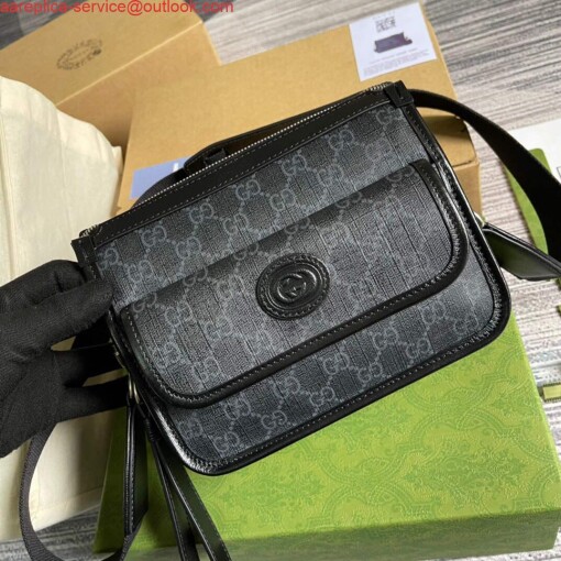 Replica Gucci 674164 Messenger Bag With Interlocking G Black 3