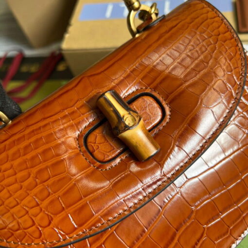 Replica Gucci 675797 Gucci Bamboo 1947 small top handle bag Brown 5