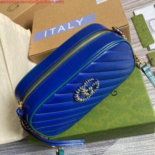 Replica Gucci 447632 GG Marmont Small Shoulder Bag Blue 5