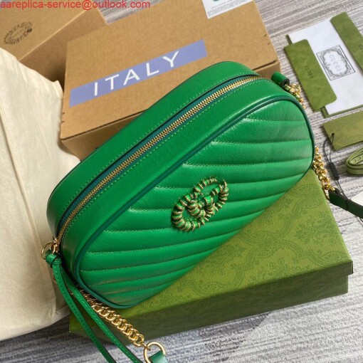 Replica Gucci 447632 GG Marmont Small Shoulder Bag Green 6