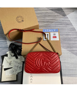 Replica Gucci 447632 GG Marmont Small Matelassé Shoulder Bag Red