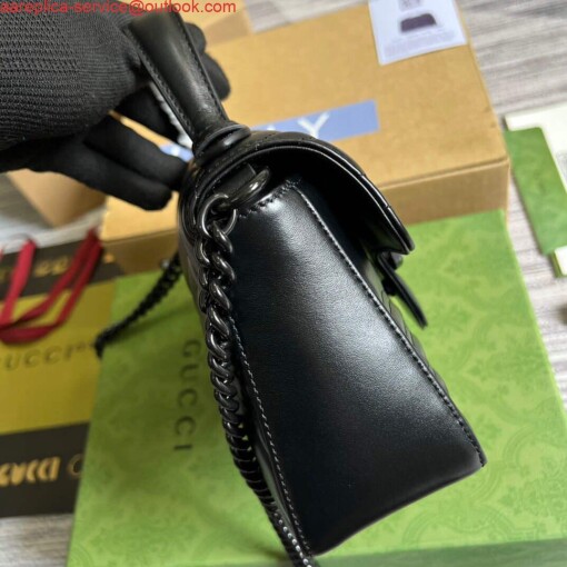 Replica Gucci 702563 GG Marmont Mini Top Handle Bag Black 3
