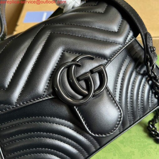 Replica Gucci 702563 GG Marmont Mini Top Handle Bag Black 4