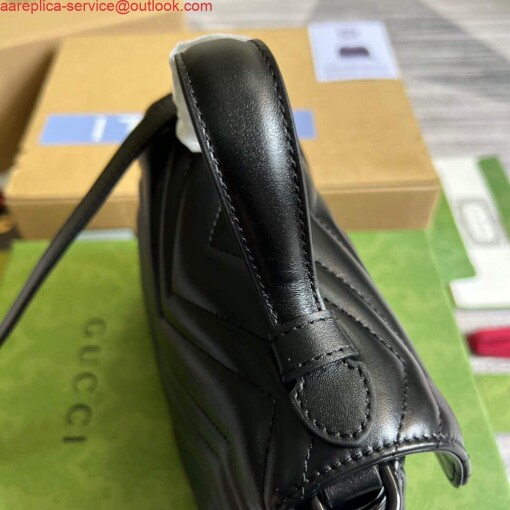 Replica Gucci 702563 GG Marmont Mini Top Handle Bag Black 5