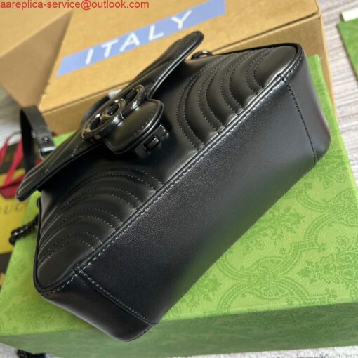 Replica Gucci 702563 GG Marmont Mini Top Handle Bag Black 6