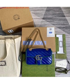 Replica Gucci 446744 GG Marmont Mini Matelassé Shoulder Bag Dark Blue