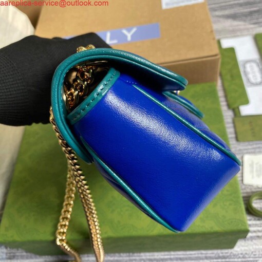 Replica Gucci 446744 GG Marmont Mini Matelassé Shoulder Bag Dark Blue 3