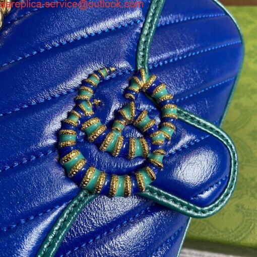 Replica Gucci 446744 GG Marmont Mini Matelassé Shoulder Bag Dark Blue 4