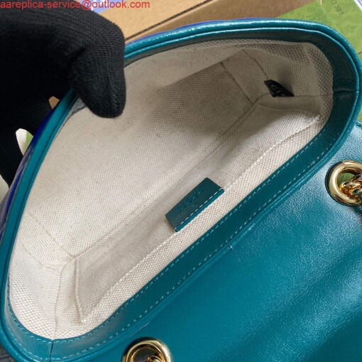 Replica Gucci 446744 GG Marmont Mini Matelassé Shoulder Bag Dark Blue 7