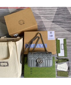 Replica Gucci 446744 GG Marmont Mini Shoulder Bag Grey