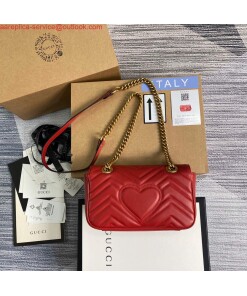 Replica Gucci 446744 GG Marmont Matelassé Mini Bag Red