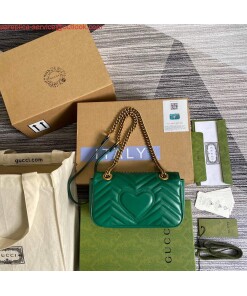 Replica Gucci 446744 GG Marmont Matelassé Mini Bag Green 2