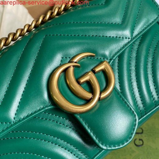Replica Gucci 446744 GG Marmont Matelassé Mini Bag Green 4