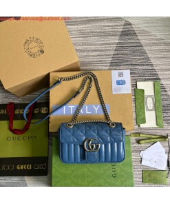 Replica Gucci 446744 GG Marmont Matelassé Mini Bag Blue