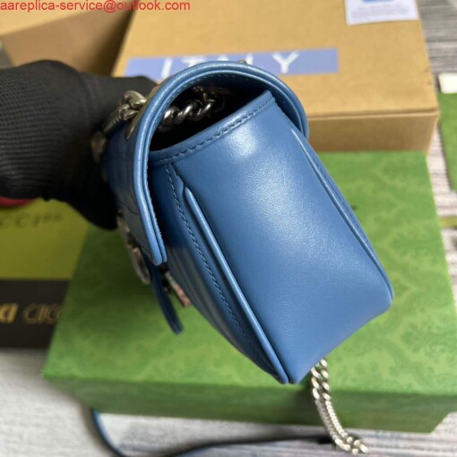 Replica Gucci 446744 GG Marmont Matelassé Mini Bag Blue 3