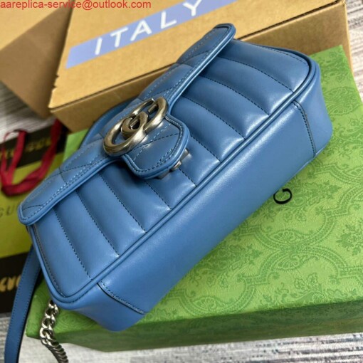 Replica Gucci 446744 GG Marmont Matelassé Mini Bag Blue 4