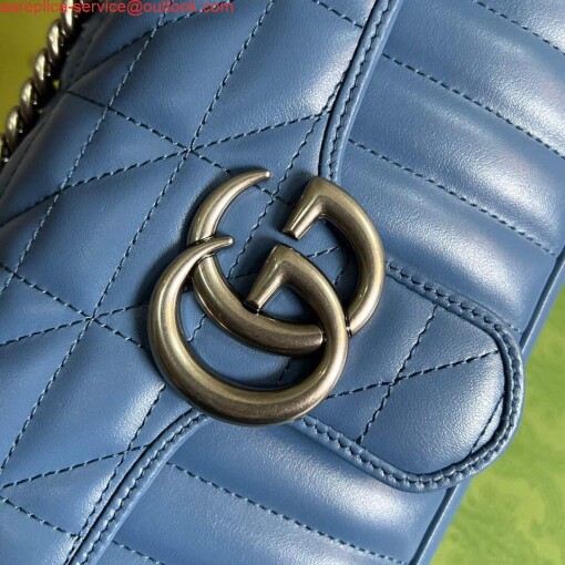 Replica Gucci 446744 GG Marmont Matelassé Mini Bag Blue 5