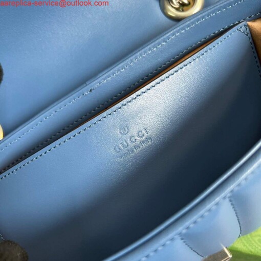 Replica Gucci 446744 GG Marmont Matelassé Mini Bag Blue 8