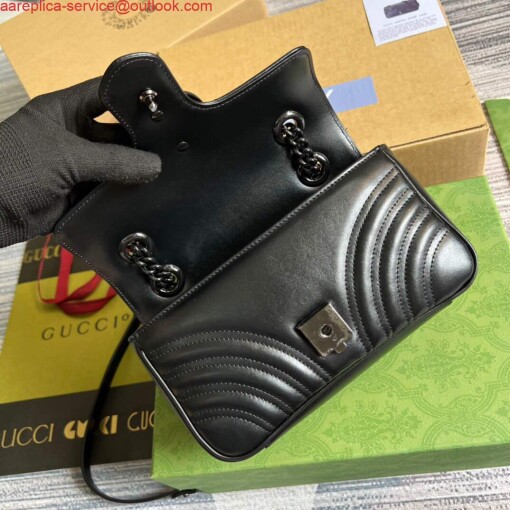 Replica Gucci 446744 GG Marmont Matelassé Mini Bag Black 6