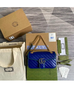 Replica Gucci 443497 GG Marmont Small Shoulder Bag Blue Green