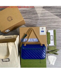 Replica Gucci 443497 GG Marmont Small Shoulder Bag Blue Green 2