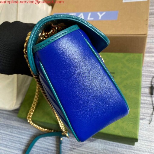 Replica Gucci 443497 GG Marmont Small Shoulder Bag Blue Green 3