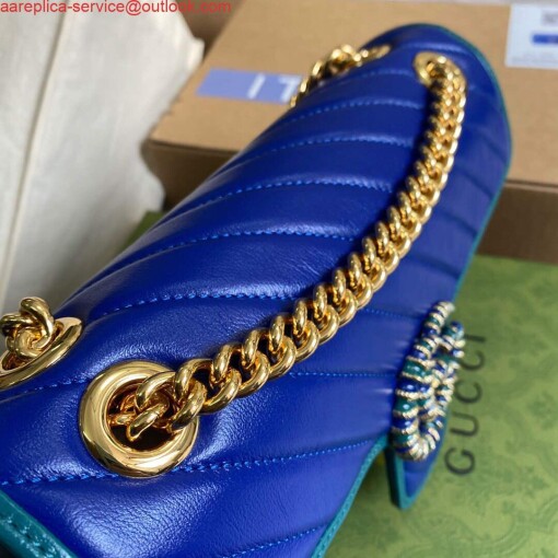 Replica Gucci 443497 GG Marmont Small Shoulder Bag Blue Green 4