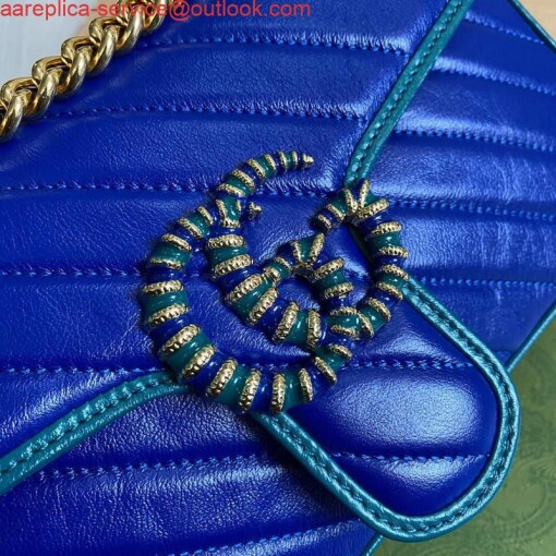 Replica Gucci 443497 GG Marmont Small Shoulder Bag Blue Green 5