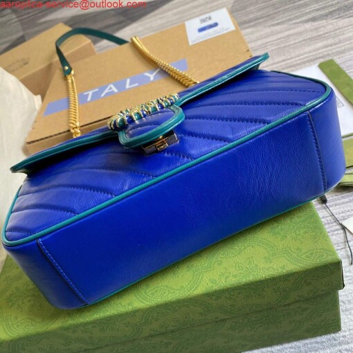 Replica Gucci 443497 GG Marmont Small Shoulder Bag Blue Green 6