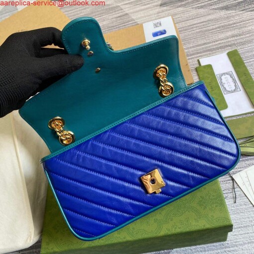 Replica Gucci 443497 GG Marmont Small Shoulder Bag Blue Green 7