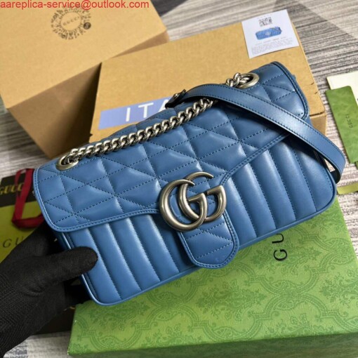 Replica Gucci 443497 GG Marmont Small Shoulder Bag Blue 3