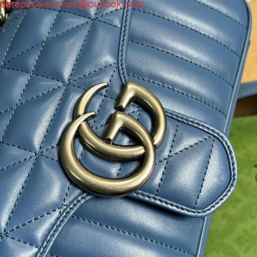 Replica Gucci 443497 GG Marmont Small Shoulder Bag Blue 4